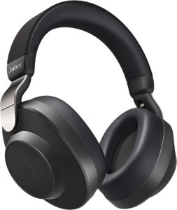 This is a photo of Jabra Elite 85h Titanium Black Bluetooth Noise-Canceling Headphones, Over-Ear, 36-Hour Battery Life, Water Resistant, ANC, SmartSound, Fast Charging