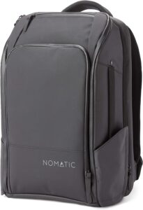 This is a photo of the NOMATIC Travel Pack - 20L Water Resistant Laptop Bag - TSA-Ready Expandable Black Backpack